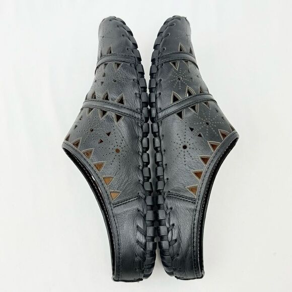 Spring Step FUSALIDE Black Leather Perforated Designed Slip On Statement Slide - Picture 8 of 15